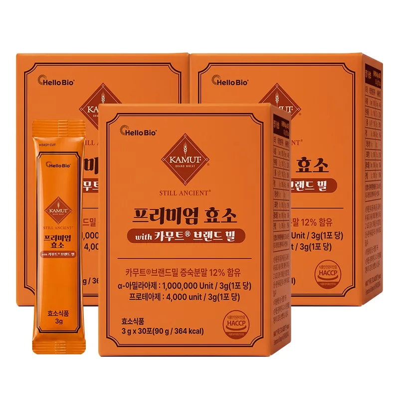 헬로바이오 프리미엄 효소 with 카무트 브랜드 밀, 3g, 30포, 3박스