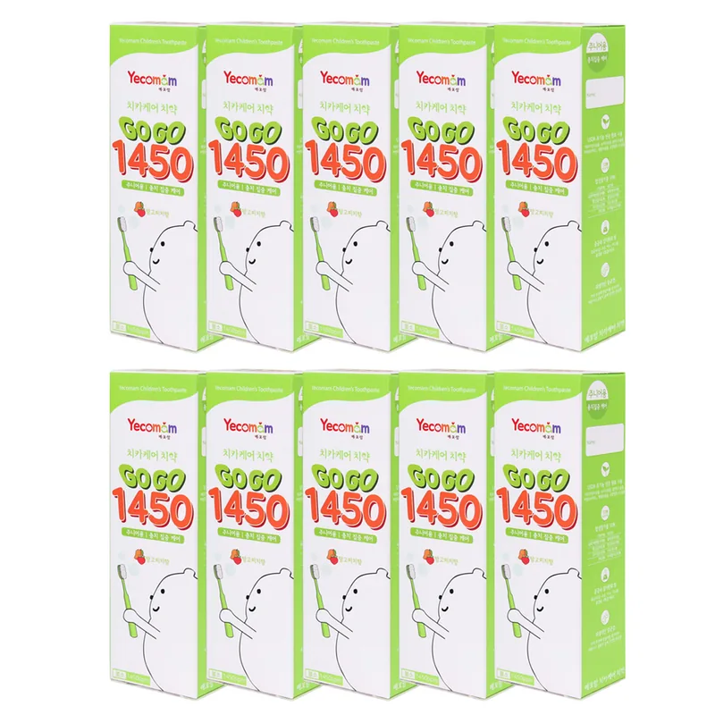 예꼬맘 고고 1450 어린이 치약, 망고피치향, 60g, 10개입