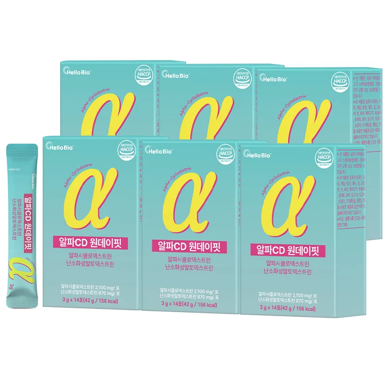 헬로바이오 알파CD 원데이핏 알파시글로덱스트린, 3g, 14포, 6개