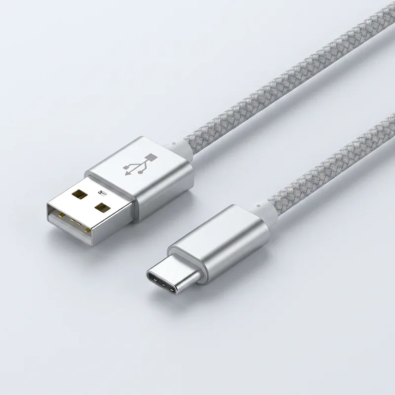 WJT 메탈 고속 충전 케이블, USB-C, 실버, 1.5m, 4개