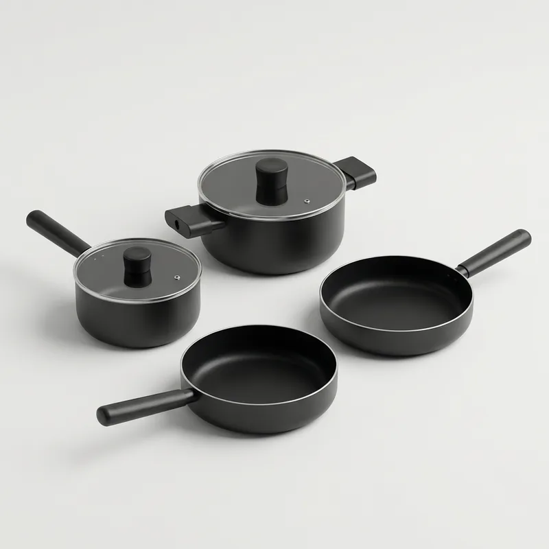 모누아 멀티팬 냄비 블랙 4종 세트, 편수냄비 18cm + 양수냄비 20cm + 멀티팬 24cm + 멀티팬 26cm, 1세트