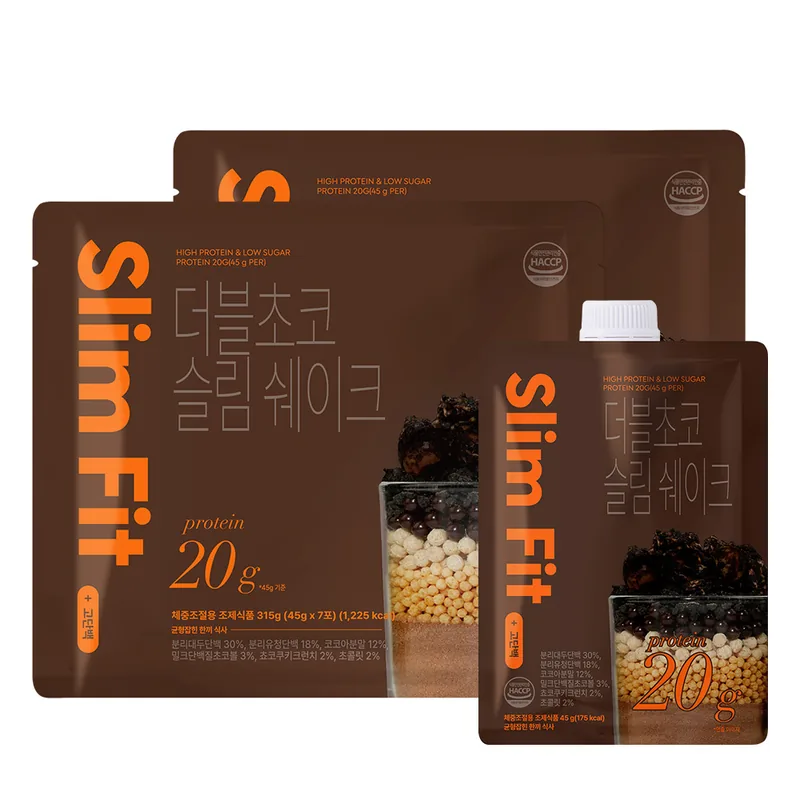 익스트림 단백질 20g 슬림쉐이크, 더블초코, 45g, 7팩, 2세트