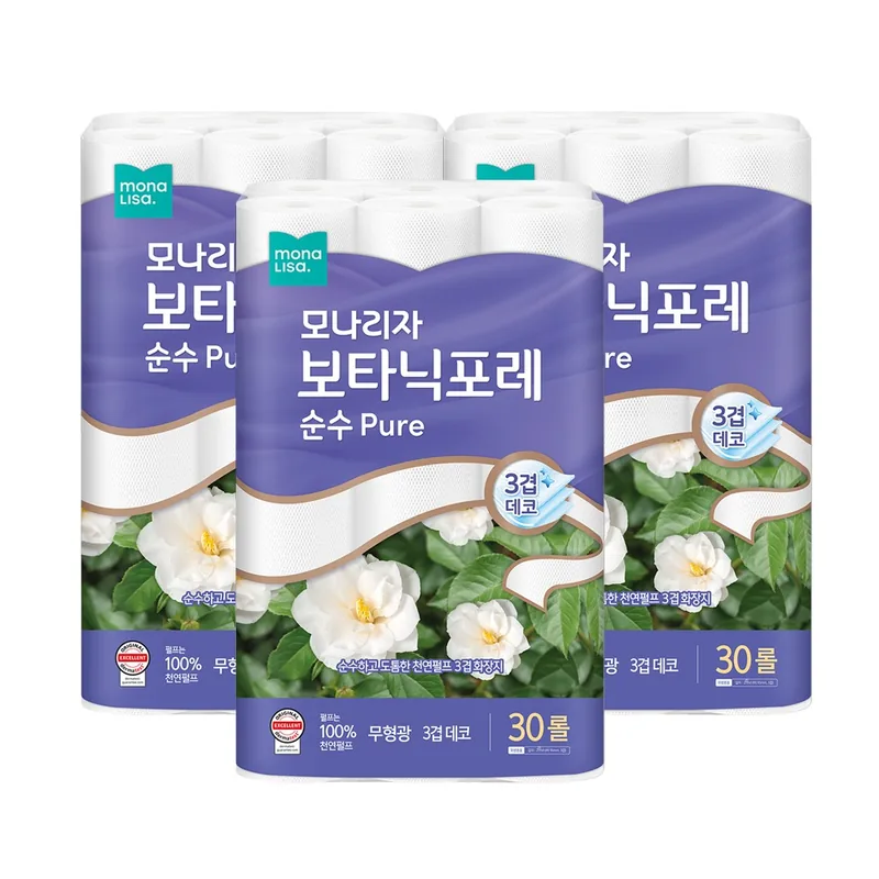 모나리자 보타닉포레 순수, 3겹, 27m, 30롤, 3팩