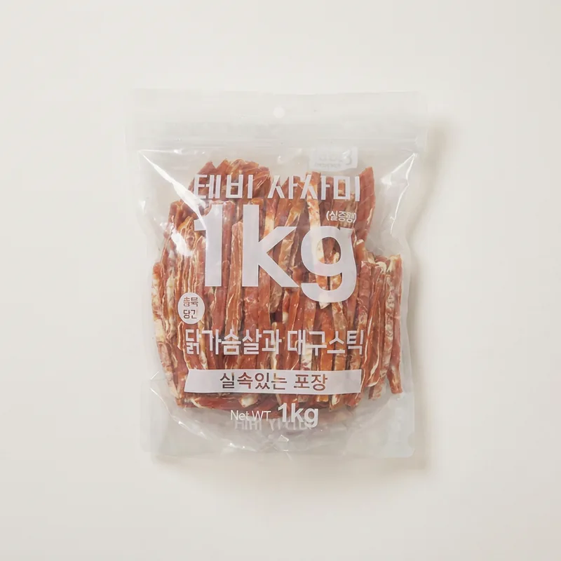 테비 강아지간식, 테비 닭가슴살&대구스틱, 1kg, 1개