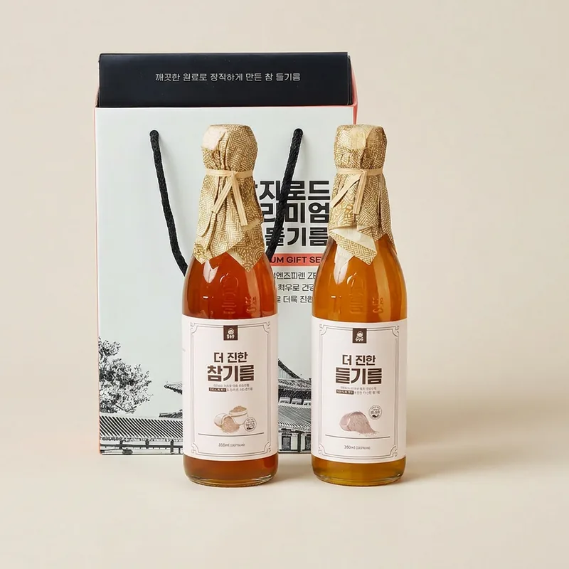 산지로드 프리미엄 참들기름 선물세트, 참기름 350ml 1병 + 들기름 350ml 1병, 1세트