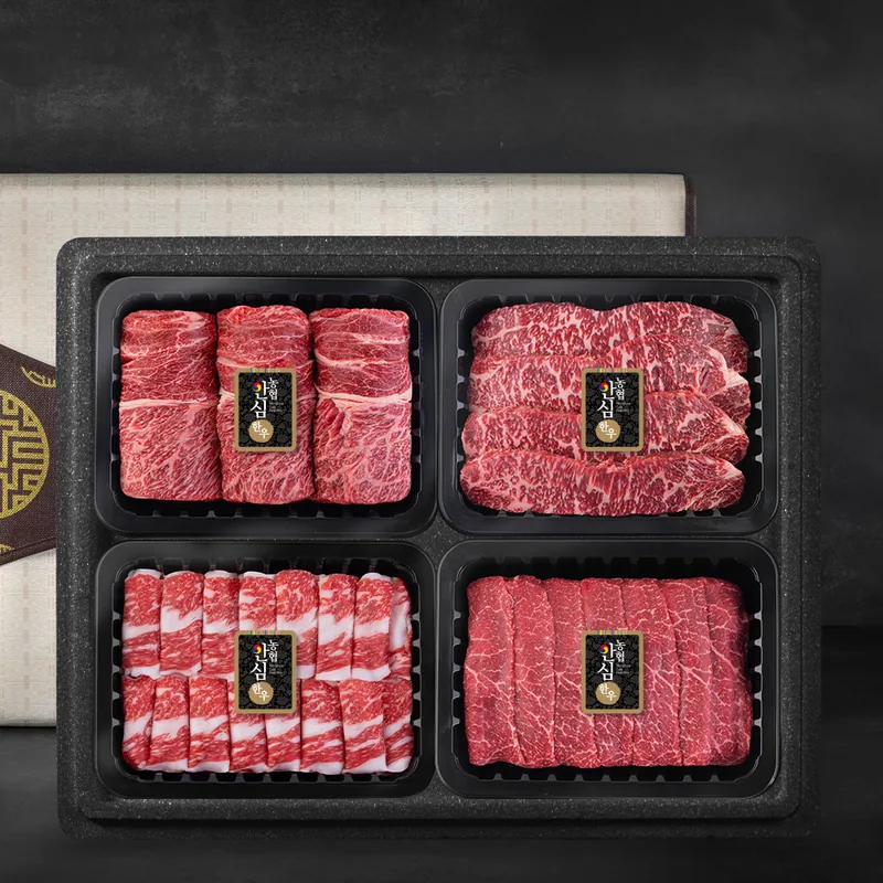농협안심한우 1등급 한우 선물세트 1.2kg, 꽃등심 300g 1팩 + 채끝 300g 1팩 + 차돌박이 300g 1팩 + 실속구이 300g 1팩, 1세트
