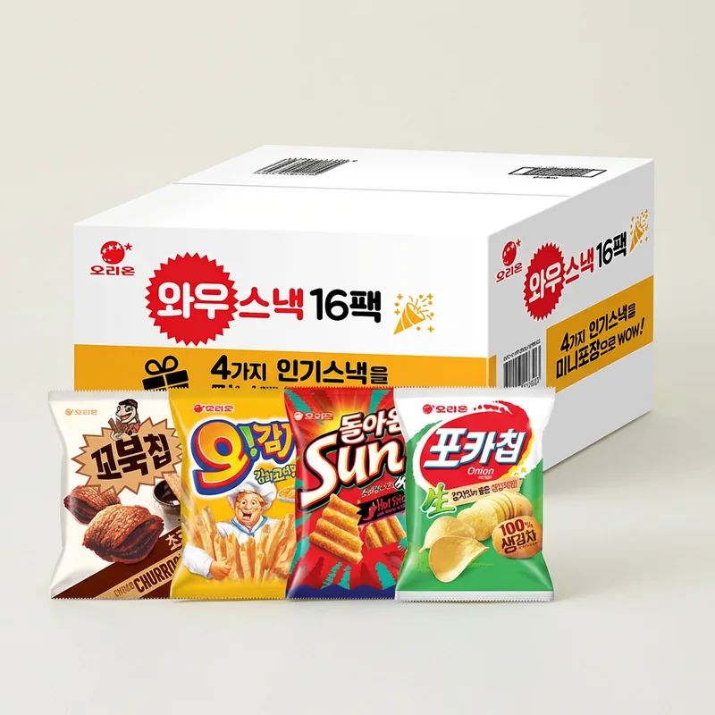 오리온제과 와우스낵 미니과자 4종, 16팩, 1개