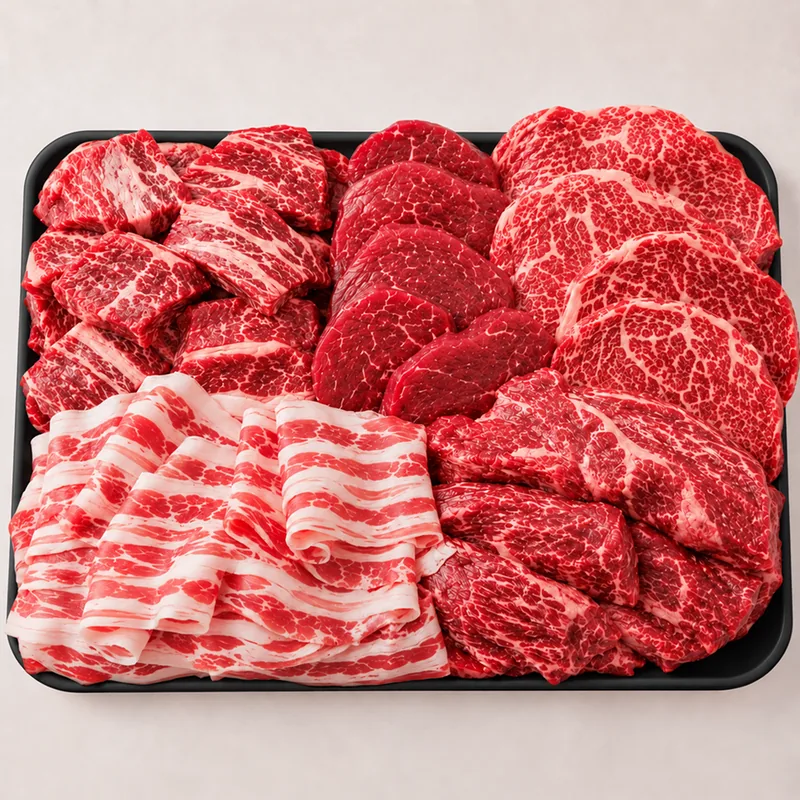 소고기 구이용 모듬세트, 갈비살 + 안심살 + 등심살 + 업진살 + 우삼겹, 1kg, 1개