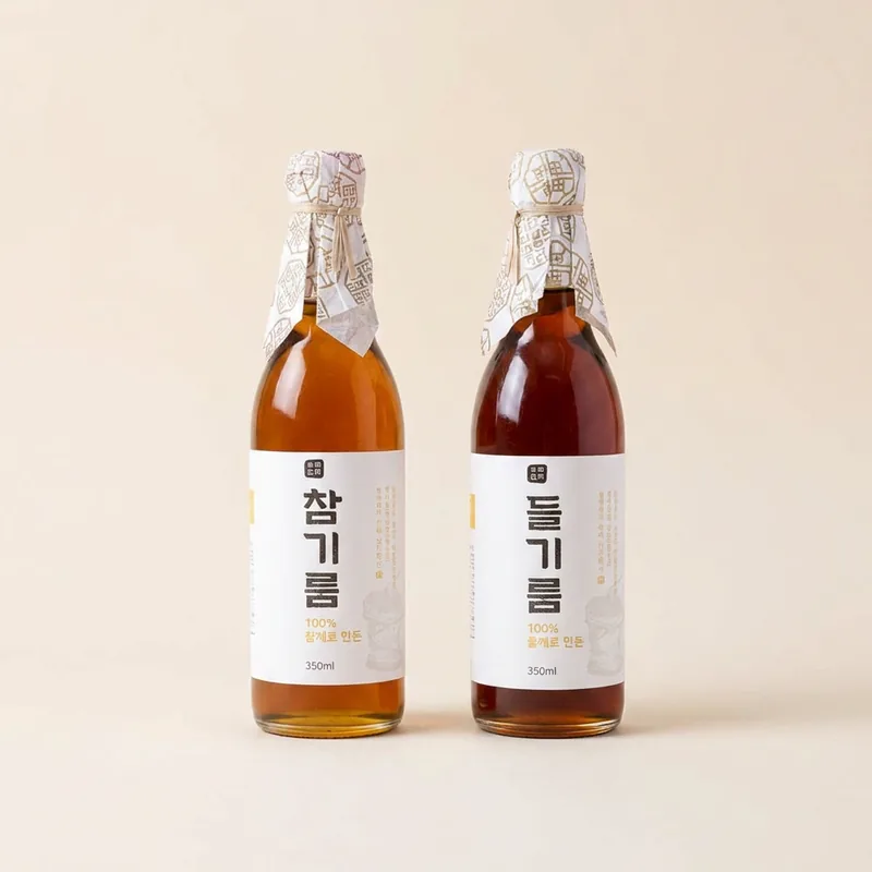 농부미학 저온압착 참기름 350ml + 들기름 350ml, 1세트