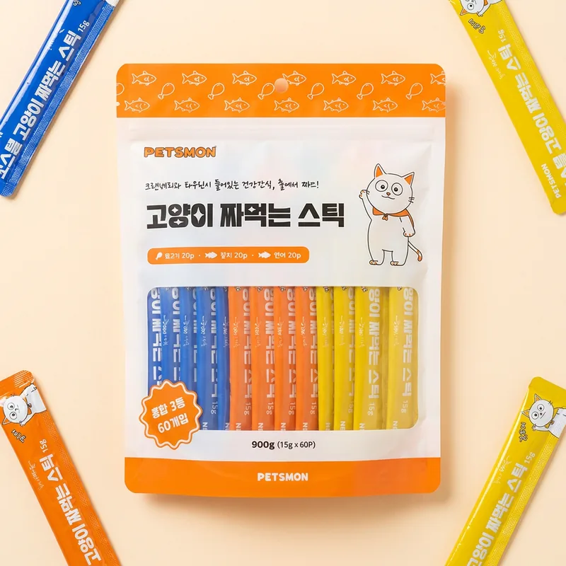 펫츠몬 고양이 짜먹는 스틱, 혼합맛, 15g, 2세트, 1개