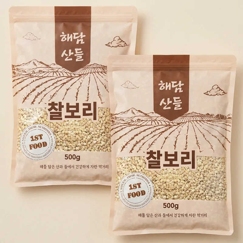 해담산들 국산 찰보리, 500g, 2봉