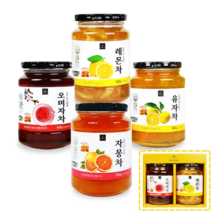허니비푸드 벌꿀 과일(청)차 2종선물세트, 레몬+오미자, 1세트