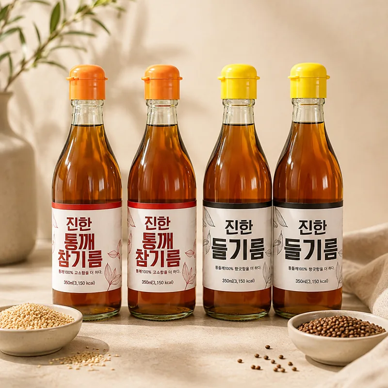 저온 로스팅 압착 참기름 350ml + 들기름 350ml, 1세트