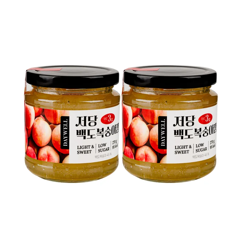 데이웰 저당 저칼로리 백도복숭아잼, 270g, 2개
