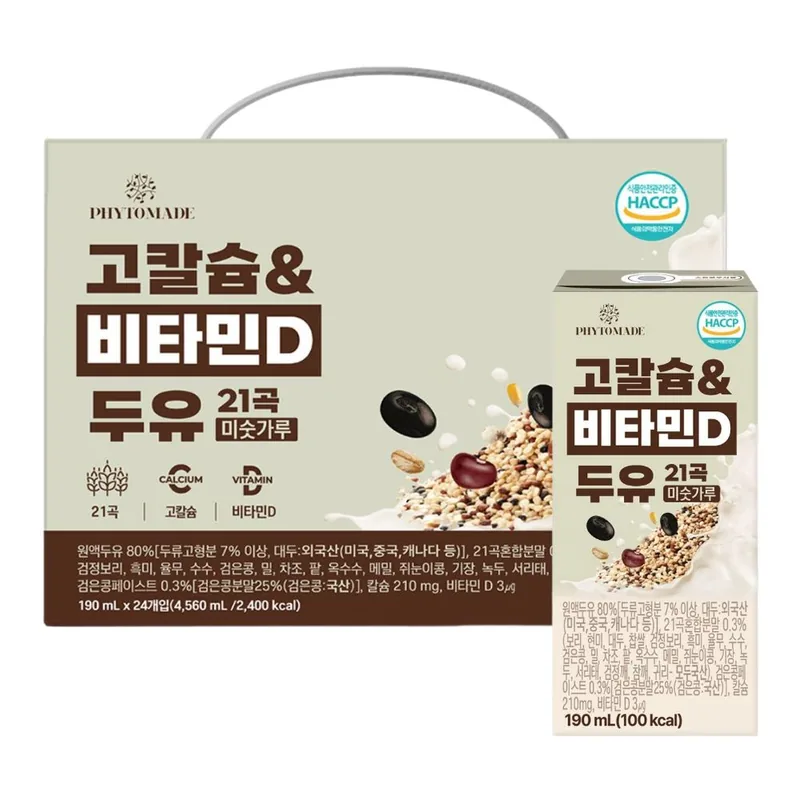 파이토메이드 고칼슘&비타민D 두유 21곡 미숫가루, 190ml, 24개