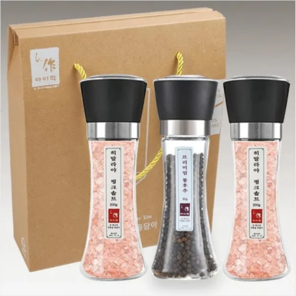 아이작 히말라야 핑크솔트 통후추 그라인더 프리미엄 3종 선물세트, 프리미엄 3종, 1세트