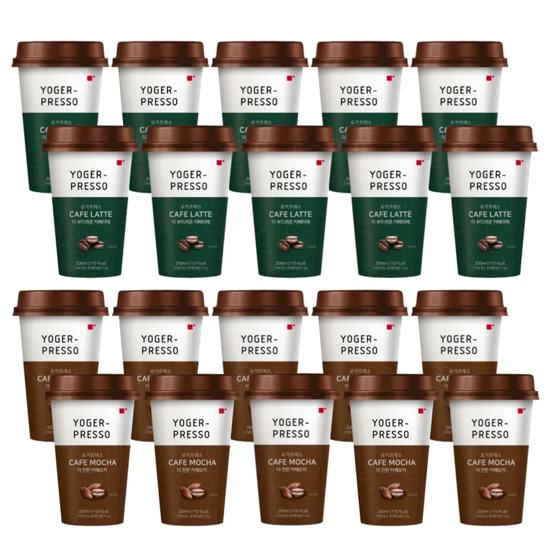 요거프레소 컵커피, 카페라떼 200ml 10개 + 카페모카 200ml 10개, 20개