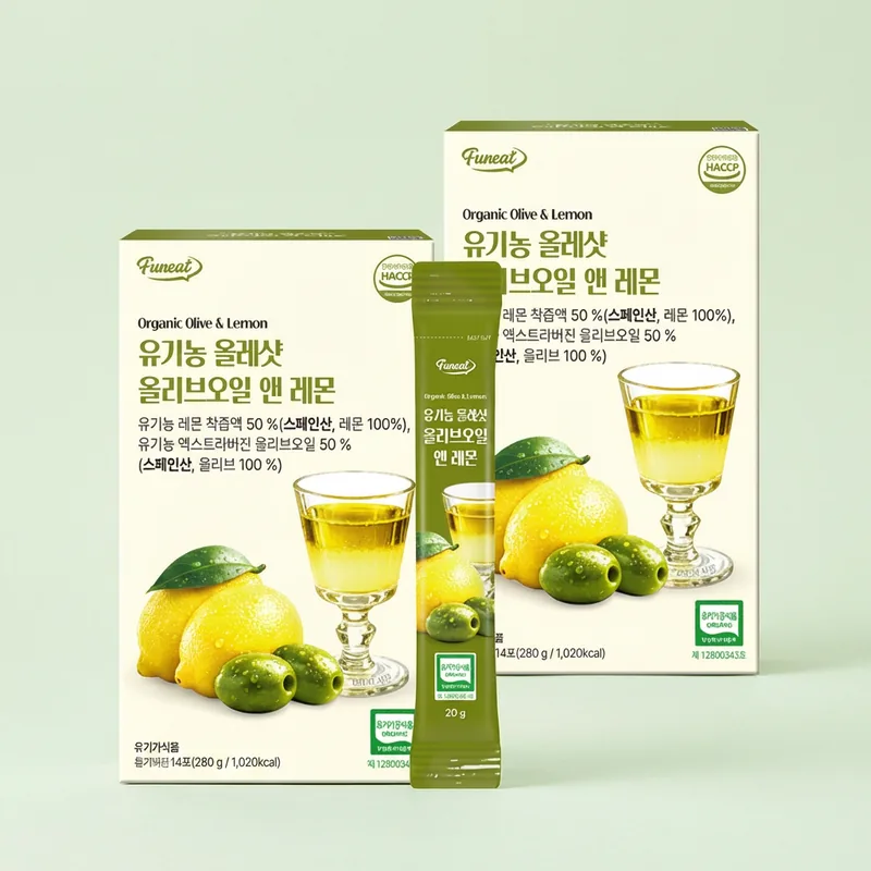 퍼니트 유기농 올레샷 올리브오일 앤 레몬 스틱, 14포, 2개