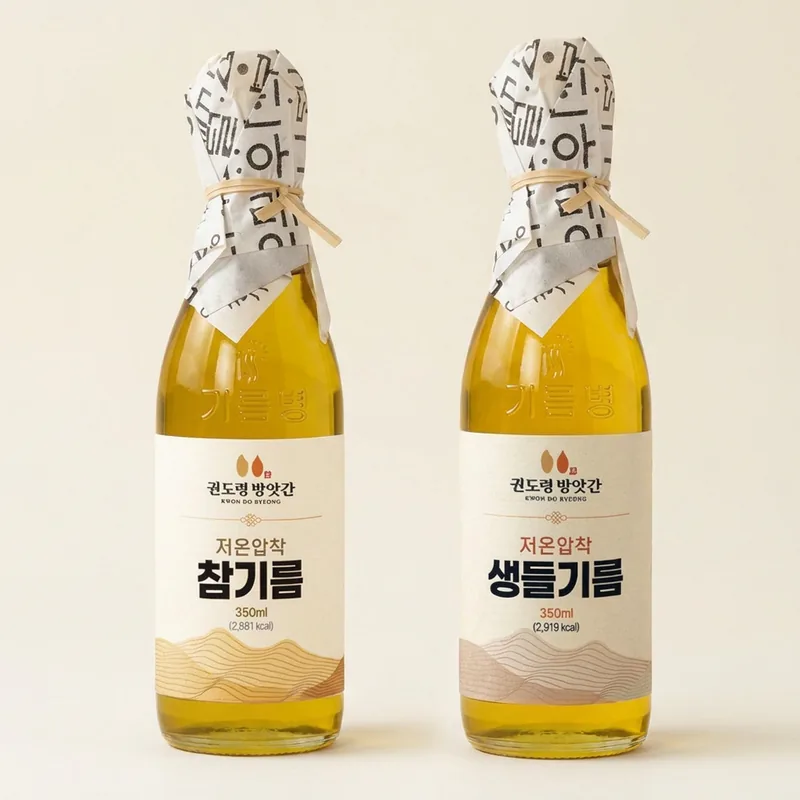 권도령방앗간 참기름, 350ml, 2개 + 생들기름, 350ml, 2개