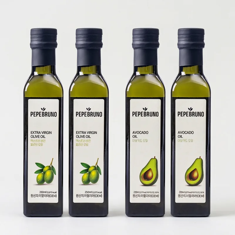 페페브루노 엑스트라버진 올리브오일 250ml, 2병 + 아보카도 오일 250ml, 2병, 1세트
