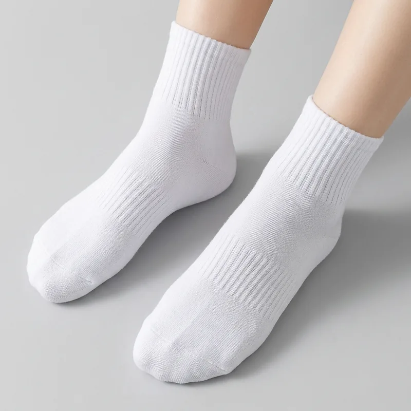 발이 편한 카바 밴딩 중목 양말, 여성용, 화이트, 20켤레