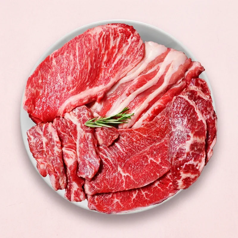 파파네정육점 소고기 모둠 등심 세트, 우삼겹 200g + 부채살 200g + 토시살 200g + 갈비살 200g + 등심 200g, 1세트