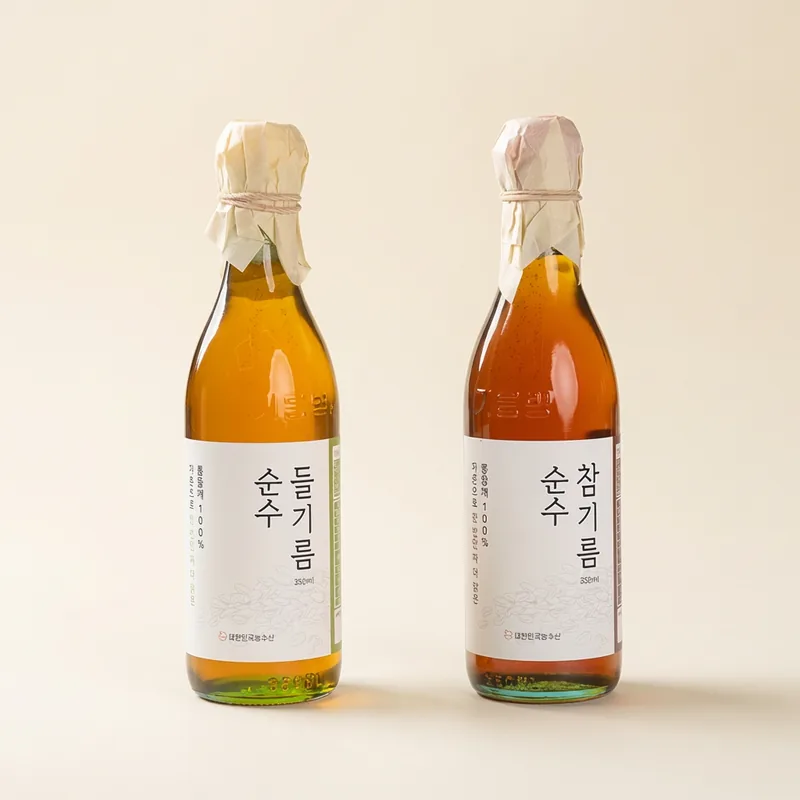 대한민국농수산 순수 햇통깨 저온압착 참기름 들기름, 350ml, 2개, 1세트