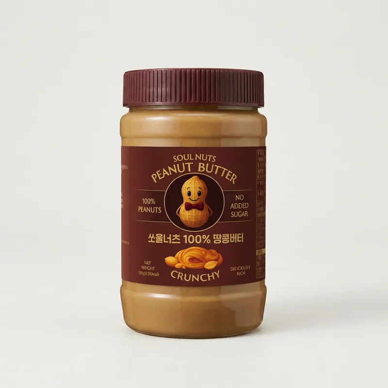 쏘울너츠 100% 땅콩버터 크런치, 500g, 2개