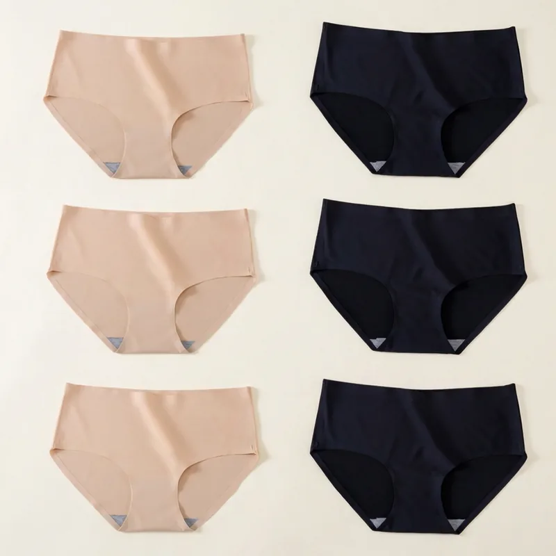 심리스 팬티 심플 무봉제 라인, 2XL, 스킨 3개 + 블랙 3개, 6개