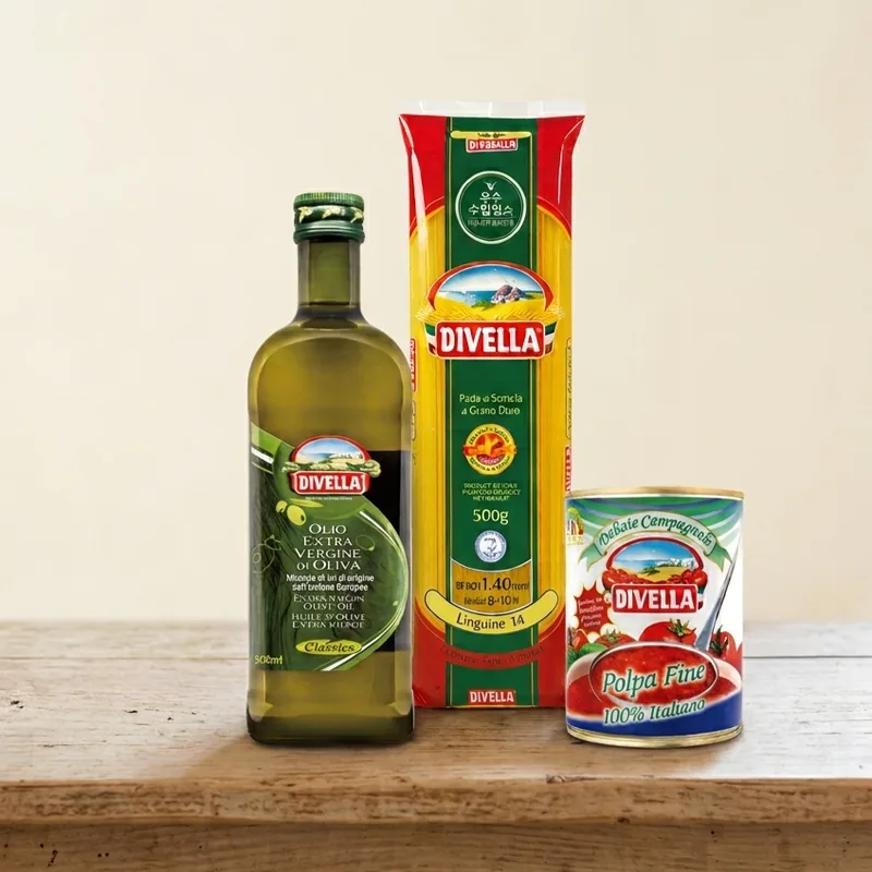 디벨라 엑스트라버진 올리브오일 클래식 500ml 1병 + 폴파 파인 토마토 400g 1병 + 링귀네 500g 1개, 1세트