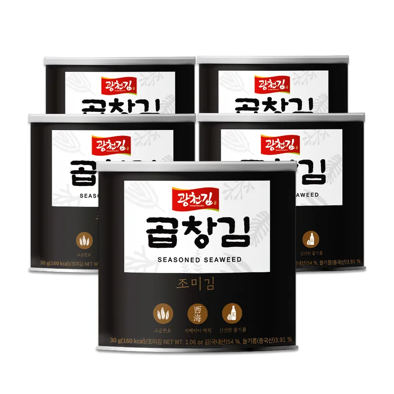 광천김 곱창김, 30g, 5캔