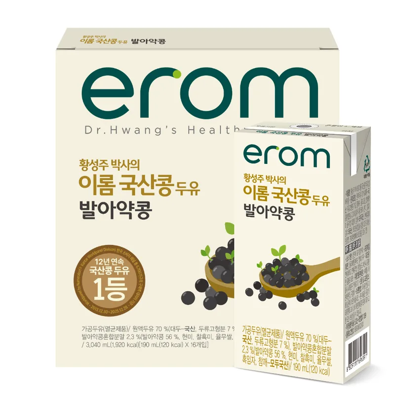 이롬 국내산 발아약콩 두유, 190ml, 16개