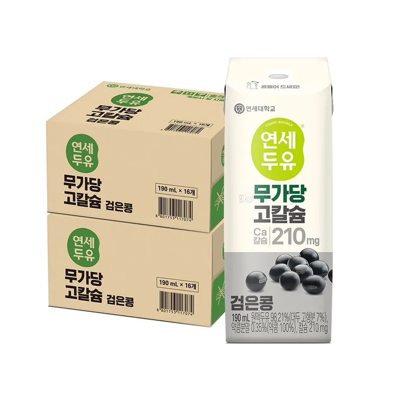 연세두유 무가당 고칼슘 두유, 검은콩, 190ml, 32개