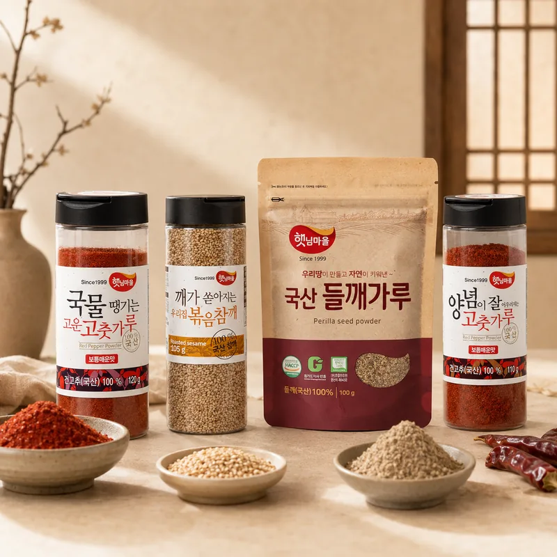 햇님마을 양념 고춧가루, 110g, 1개 + 국물 고춧가루, 120g, 1개 + 볶음참깨, 105g, 1개 + 들깨가루, 100g, 1개