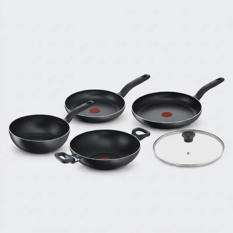 테팔 티타늄 인텐시브 블랙 프라이팬 5종 세트, 프라이팬 24cm + 프라이팬 28cm + 볶음팬 24cm + 양수웍 28cm + 유리뚜껑 28cm, 리퍼, 1세트