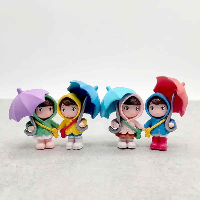 우비걸스 차량용 장식 미니어쳐 피규어, 혼합, 4PCS, 고정용 양면테이프 포함, 1세트