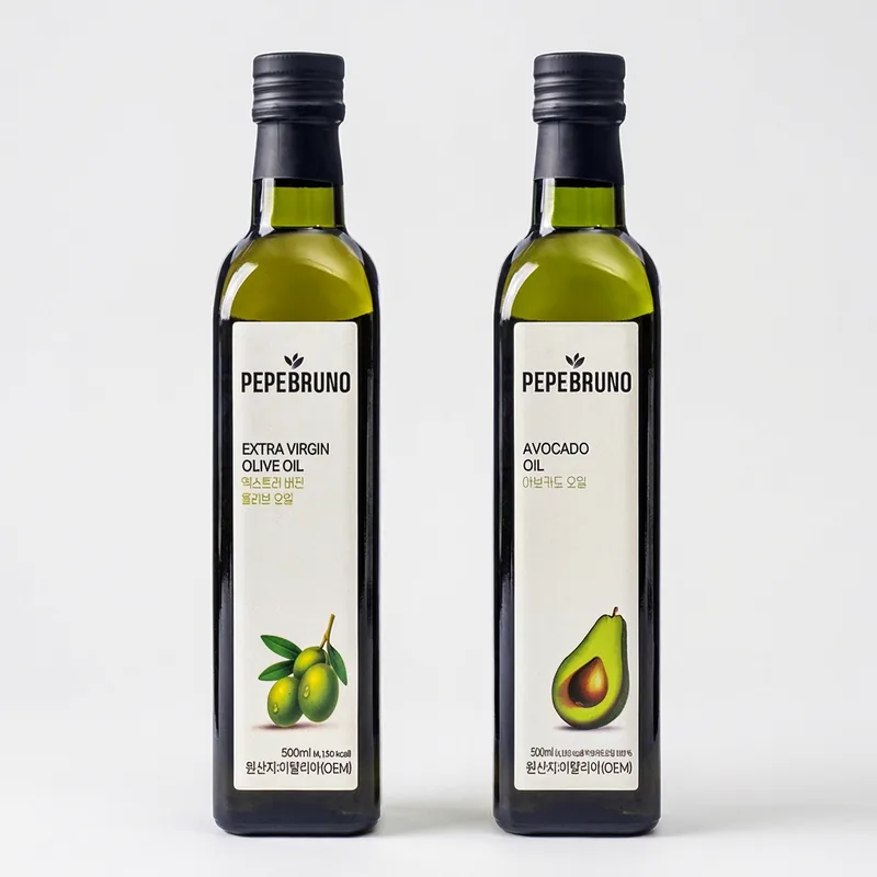 페페브루노 엑스트라버진 올리브 오일, 500ml + 아보카도 오일, 500ml, 1세트