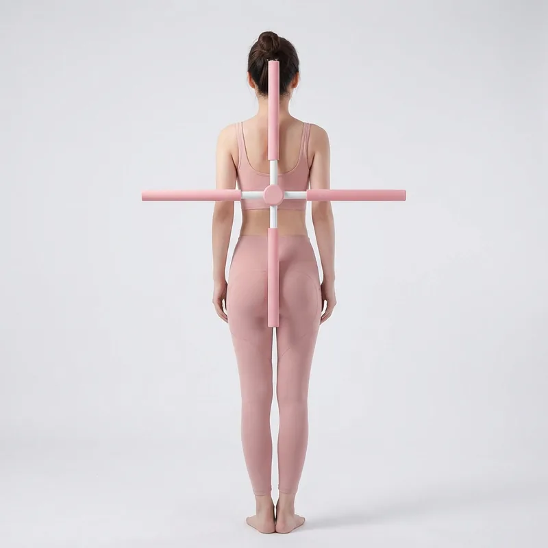 어깨스트레칭 라운드숄더 십자봉, 그레이, 1개
