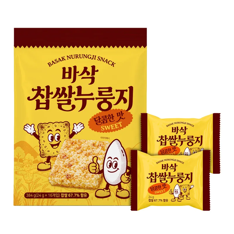바삭 찹쌀누룽지, 달콤한맛, 384g, 16입, 2봉