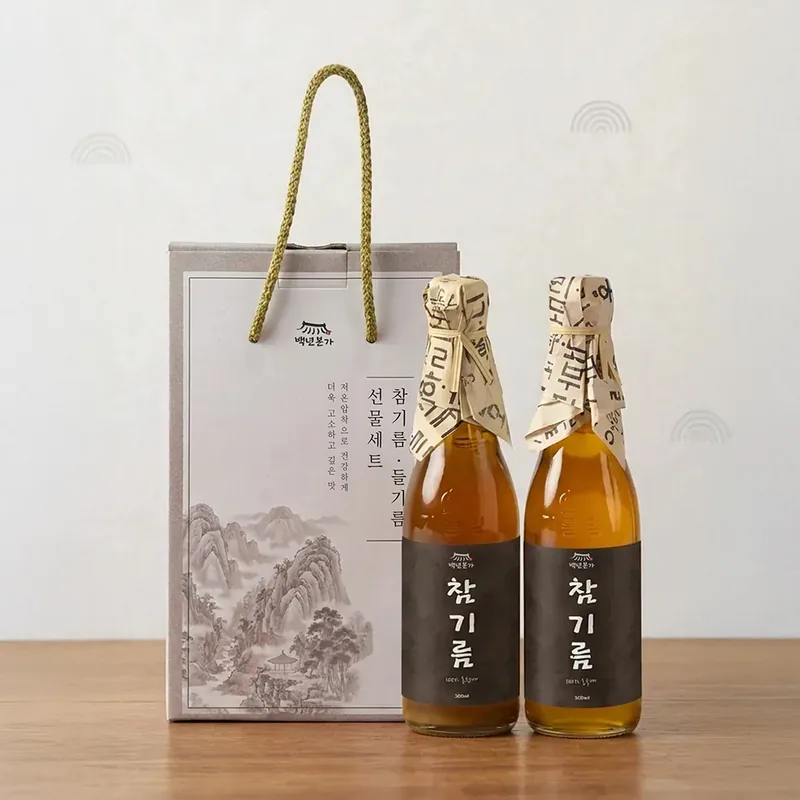 백년본가 통참깨 저온압착 옛날 방앗간 참기름 선물세트, 350ml, 4세트