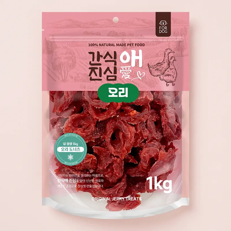 간식애진심 사사미 대용량 육포, 오리도너츠, 1kg, 1개