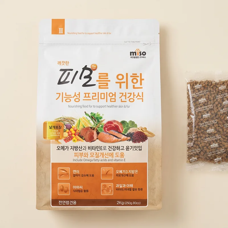 미소 강아지 기능성 사료, 피부/피모, 2kg, 1개