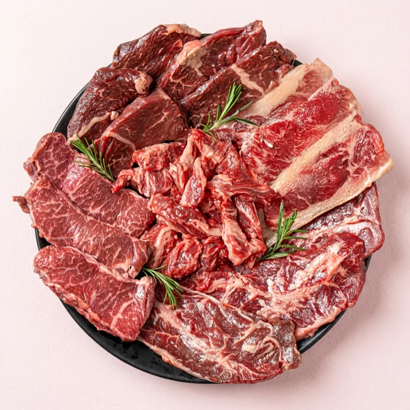 고기중독 소고기 1kg 모둠, 소갈비살 200g + 부채살 200g + 우삼겹 200g + 안창살 200g + 토시살 200g, 1세트