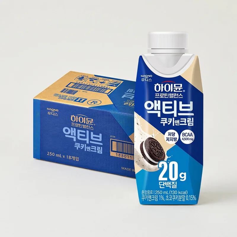 일동후디스 하이뮨 프로틴 밸런스 액티브 쿠키앤크림, 250ml, 18개
