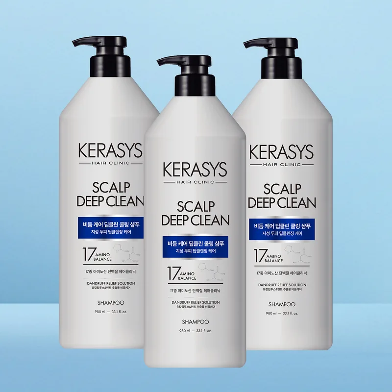 케라시스 두피 비듬케어 딥클린 쿨링 단백질 샴푸, 980ml, 3개