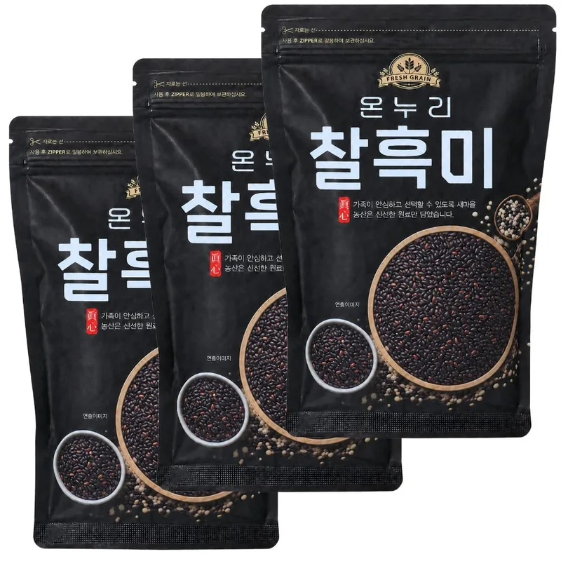 온누리잡곡 국내산 찰흑미, 500g, 3봉