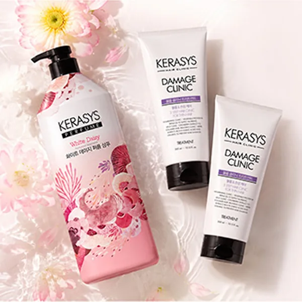 케라시스 화이트 데이지 퍼퓸 샴푸, 1L, 1개 + 데미지 클리닉 트리트먼트, 300ml, 2개
