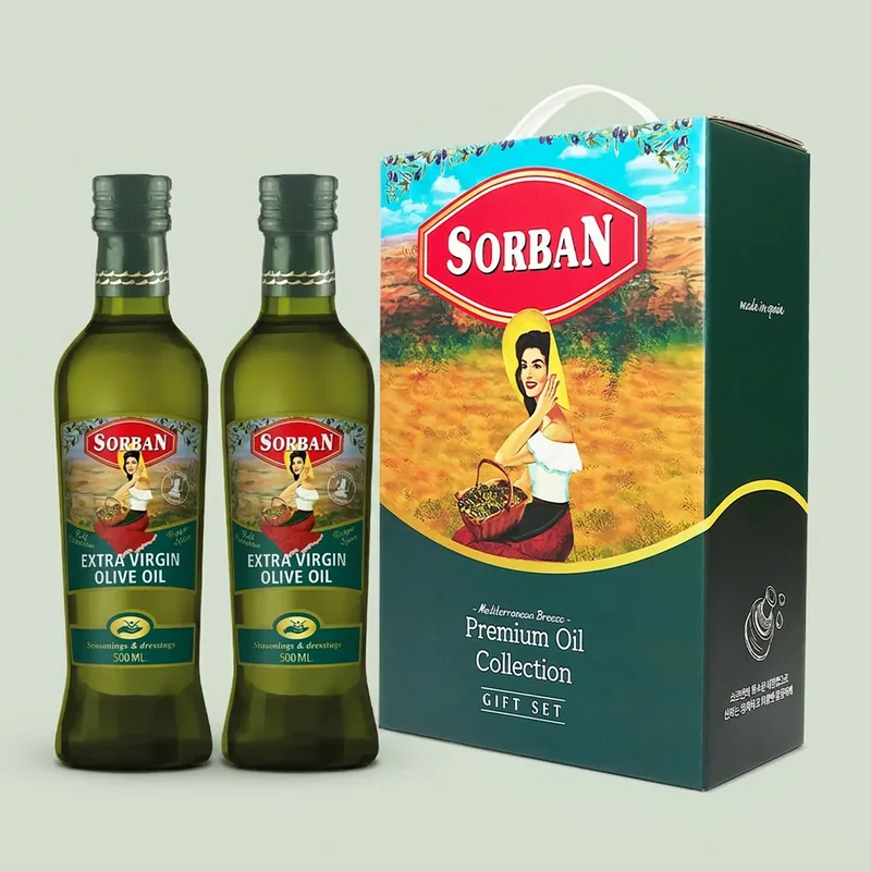소르반 엑스트라버진 올리브유 선물세트, 500ml, 2개