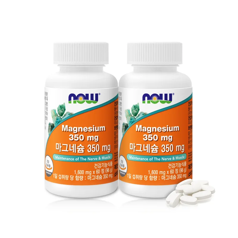 나우푸드 마그네슘 350mg, 60정, 2병