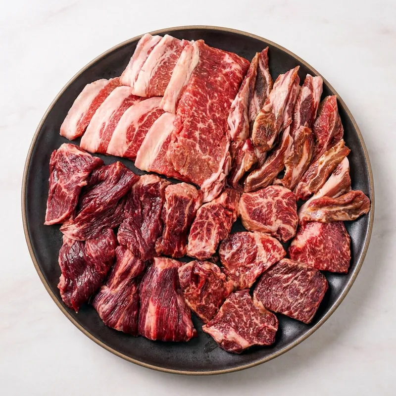 소고기 한판 모듬, 우삼겹 500g + 갈비살 200g + 부채살 300g, 1kg, 1세트